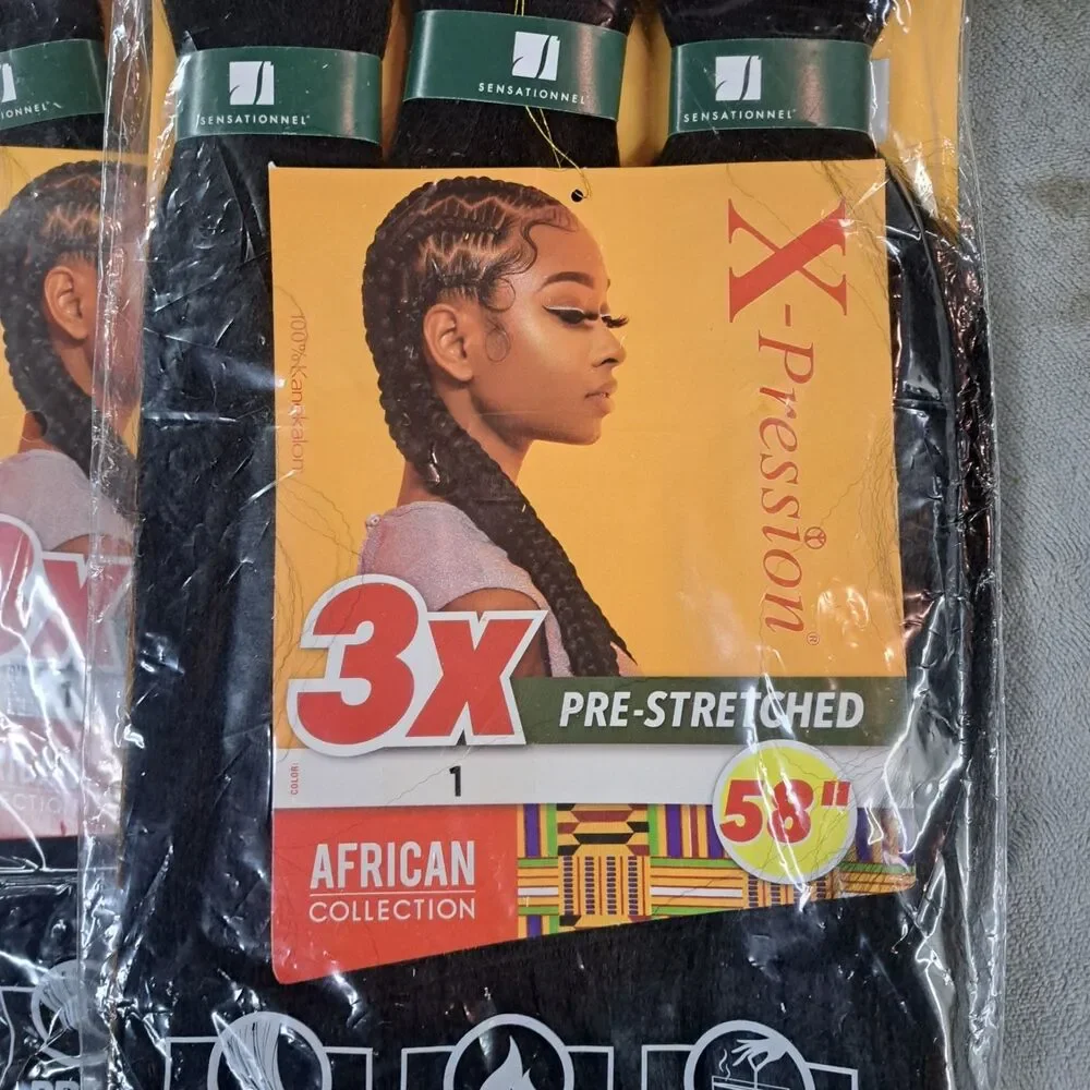 9 Packs Sensationnel X-Pression 3X Pre-Stretched Braid Hair 58” Colors 1, 1B, 4